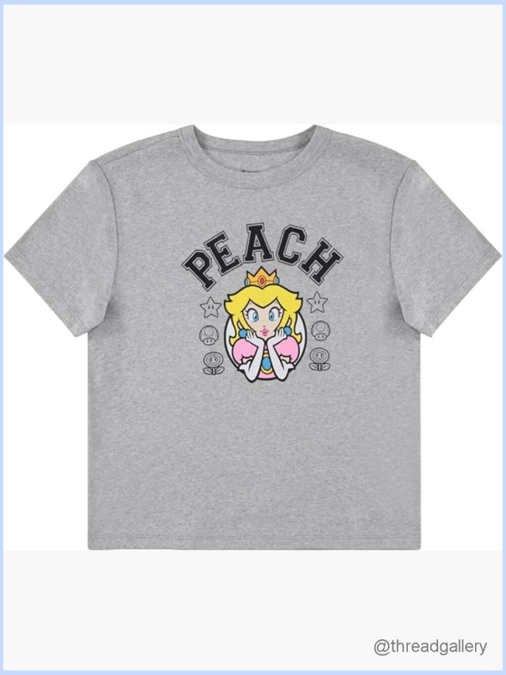 Nintendo Princess Peach Retro Gaming Ribbed Tee Short Sleeve Crew Neck